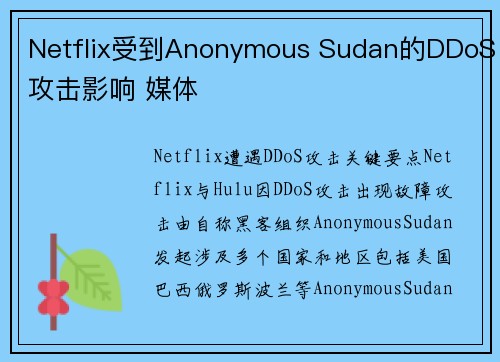 Netflix受到Anonymous Sudan的DDoS攻击影响 媒体